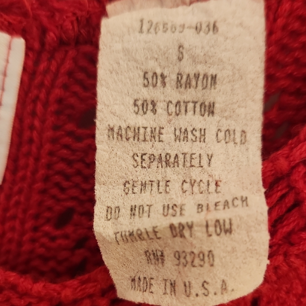 VTG MODA INT'L Red Knit Short Sleeve Scalloped Neckline Midi Dress Size S - Picture 5 of 15